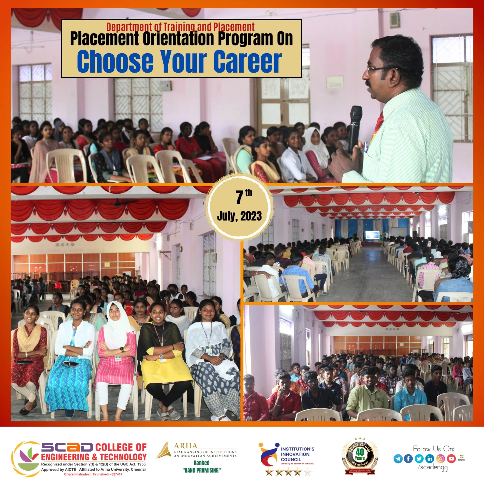 Placement Orientation Program On Choose Your Career Scad College Of Engineering And Technology 